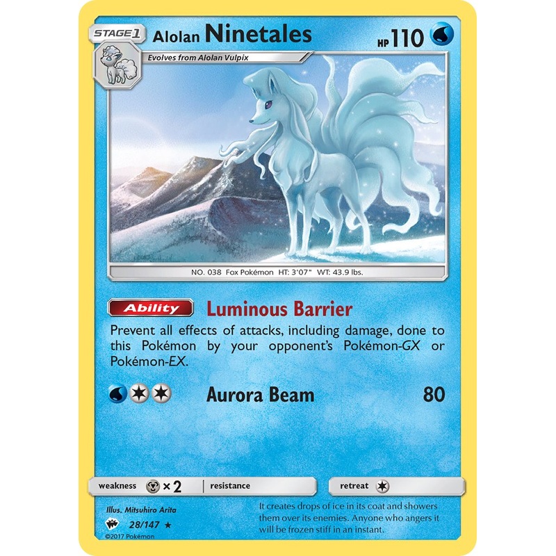 Alolan Ninetales (28/147) (Water Web Holo) (Theme Deck Exclusives) [Sun & Moon: Burning Shadows]