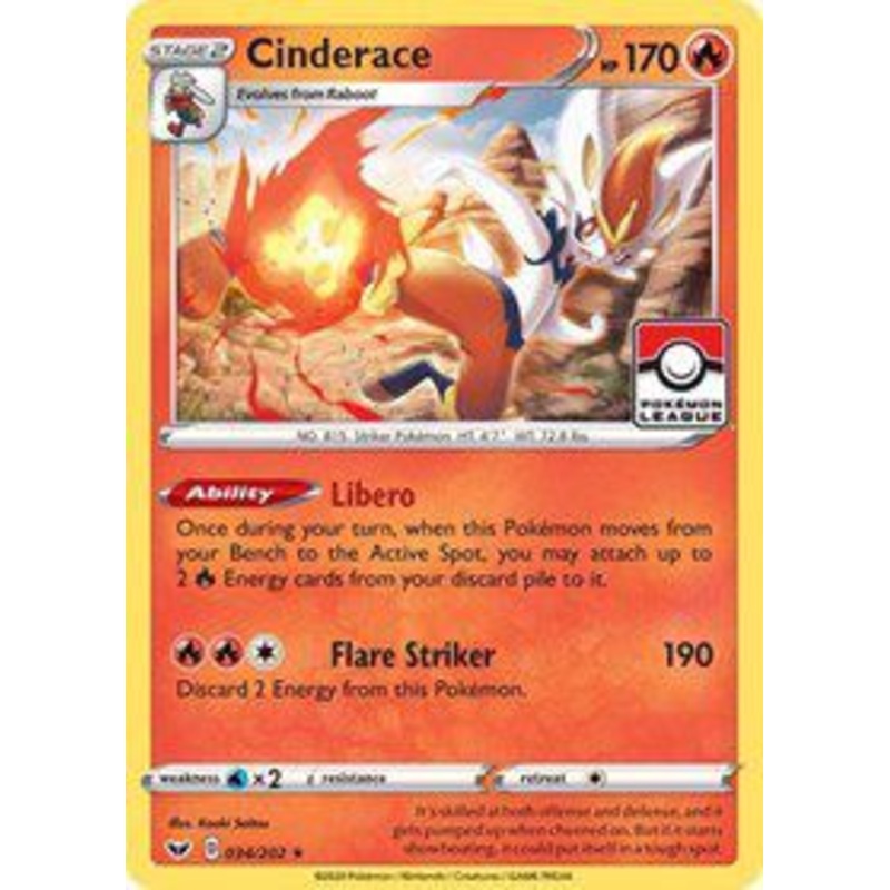 Cinderace (034/202) (League Promo) [Sword & Shield: Base Set]