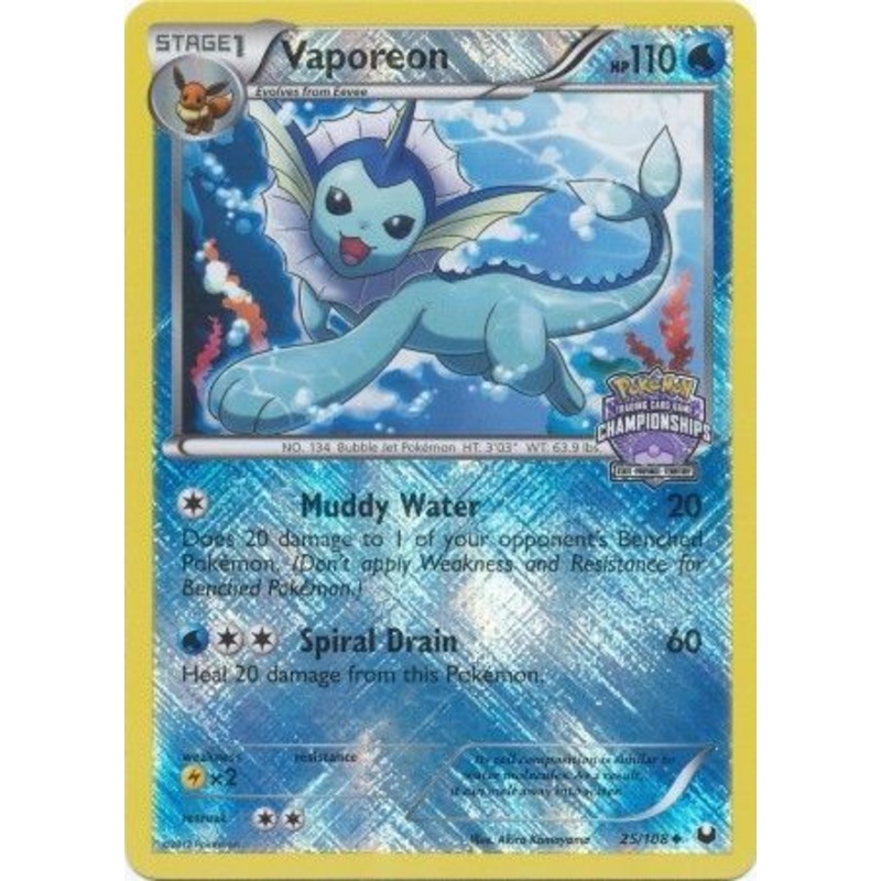 Vaporeon (25/108) (State Province Championship 2013 Promo) [Black & White: Dark Explorers]