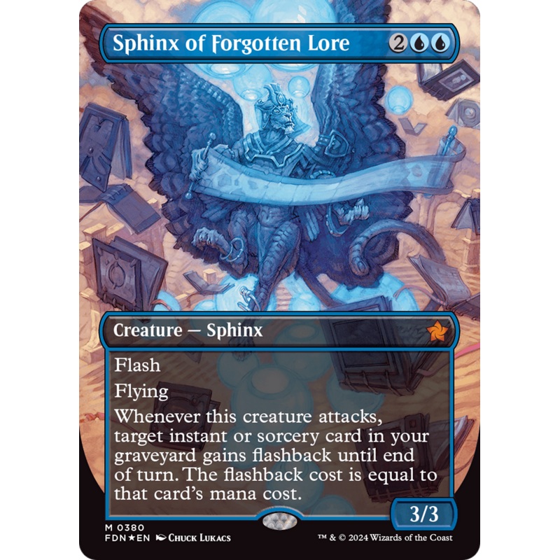 Sphinx of Forgotten Lore (Borderless) (Mana Foil) [Foundations]