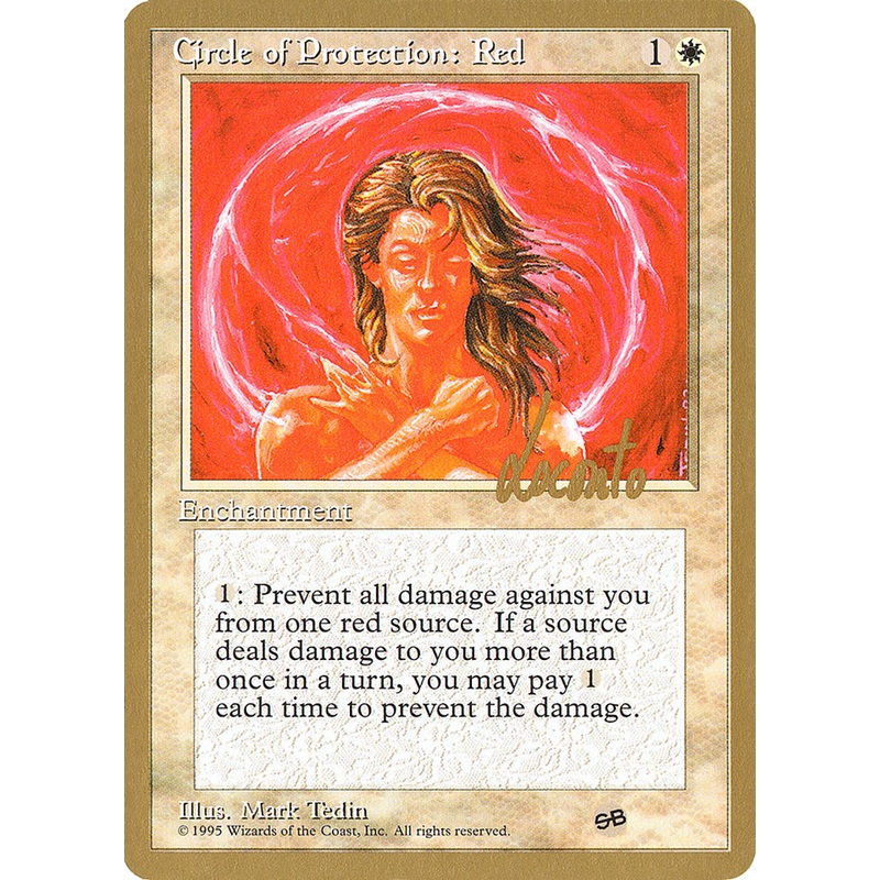 Circle of Protection: Red (Michael Loconto) (SB) (4ED) [Pro Tour Collector Set]
