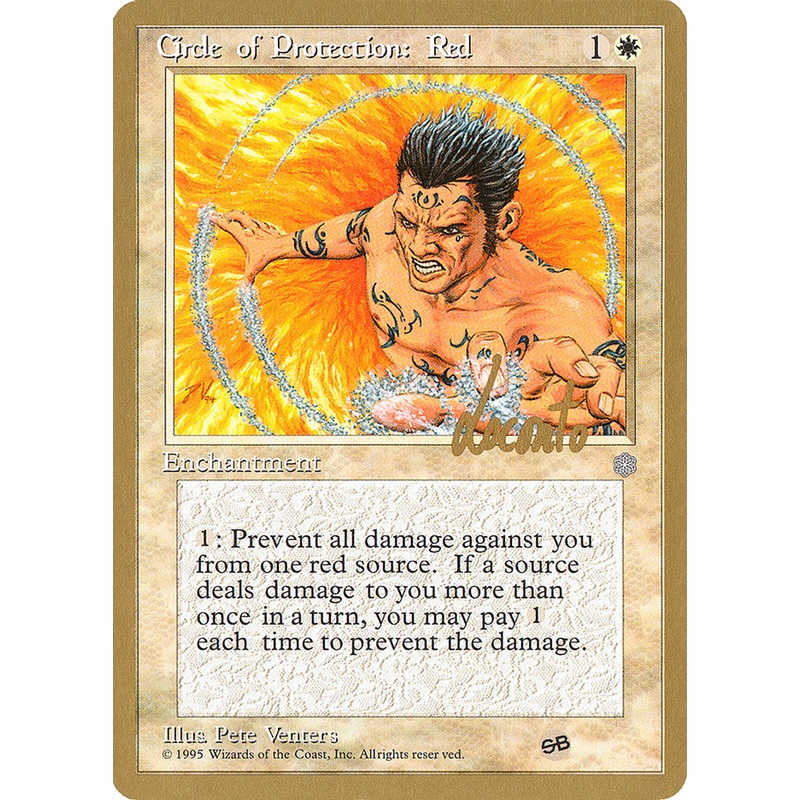 Circle of Protection: Red (Michael Loconto) (SB) (ICE) [Pro Tour Collector Set]