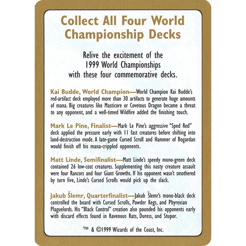 1999 World Championships Ad [World Championship Decks 1999]