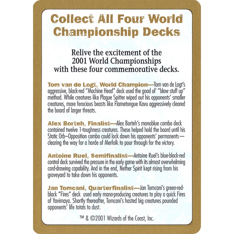 2001 World Championships Ad [World Championship Decks 2001]