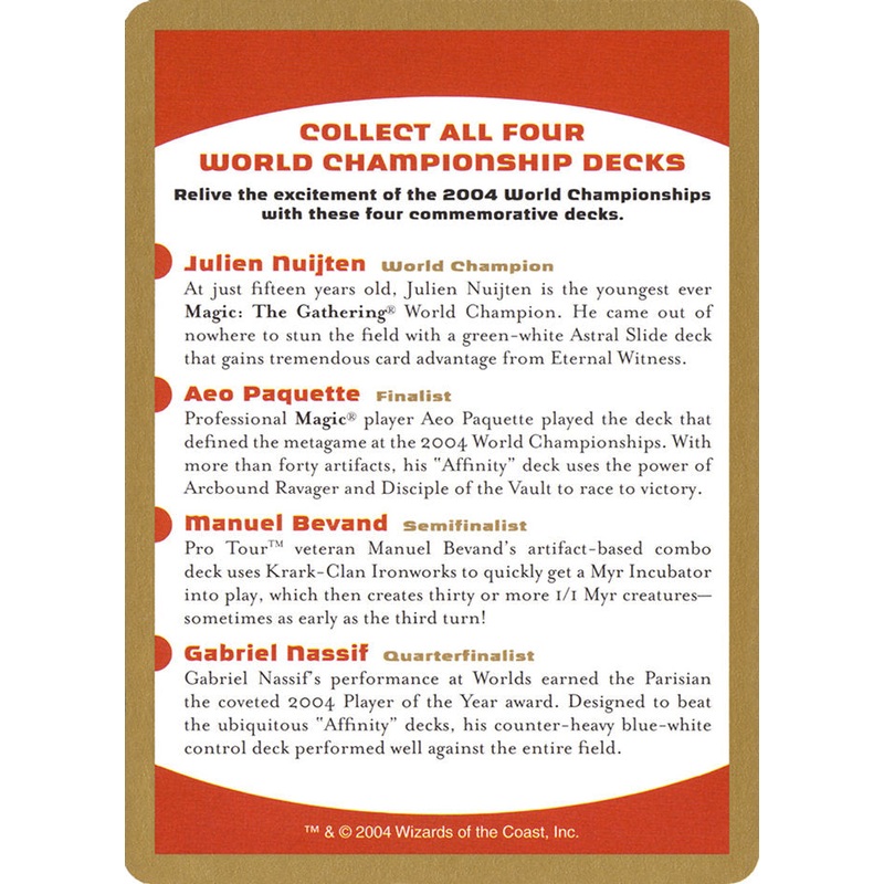 2004 World Championships Ad [World Championship Decks 2004]