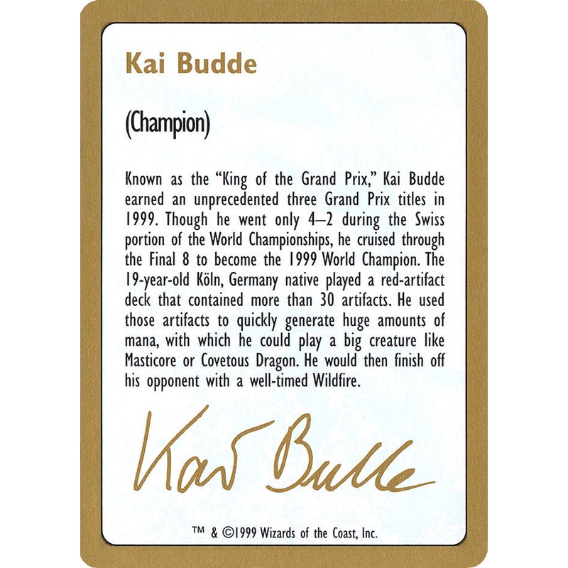 Kai Budde Bio [World Championship Decks 1999]