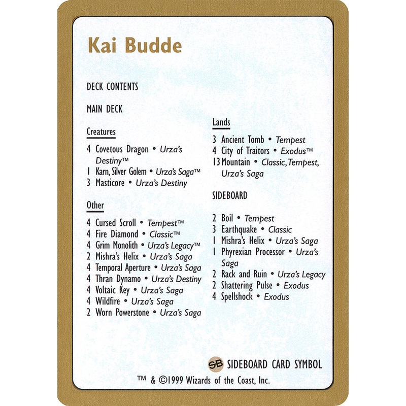 Kai Budde Decklist [World Championship Decks 1999]