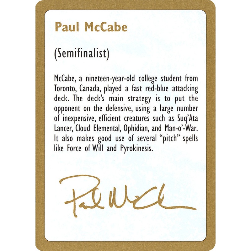 Paul McCabe Bio [World Championship Decks 1997]