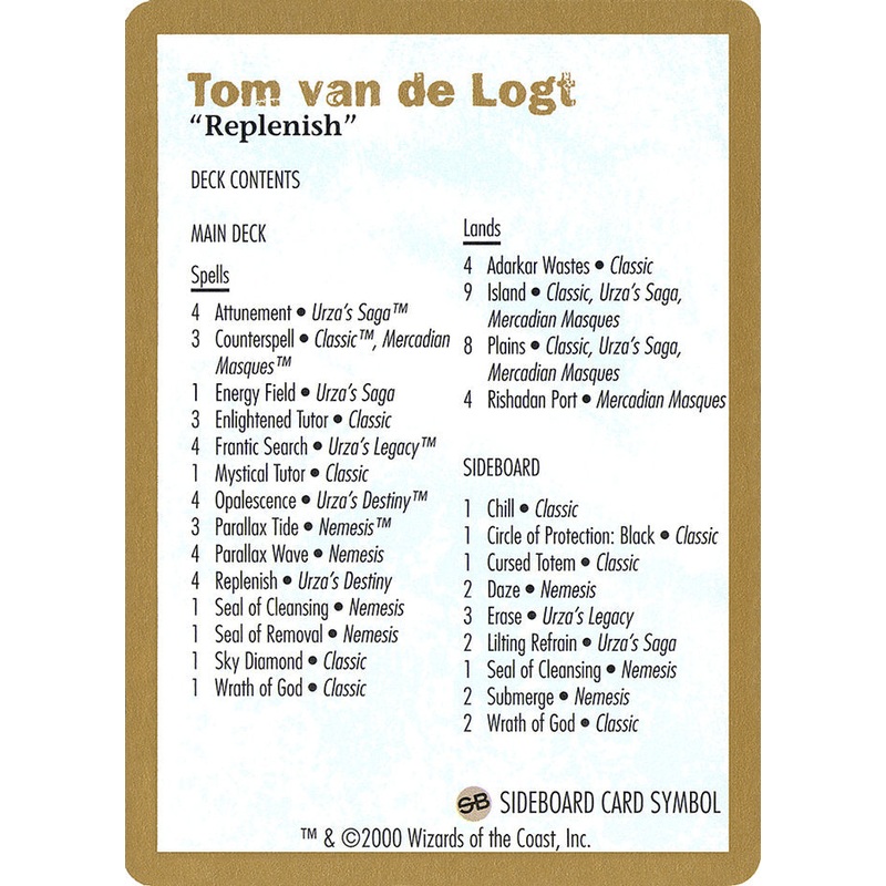 Tom van de Logt Decklist [World Championship Decks 2000]