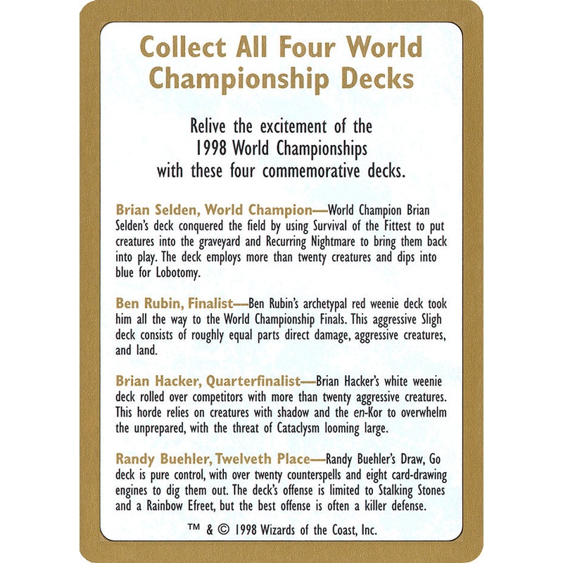 1998 World Championships Ad [World Championship Decks 1998]