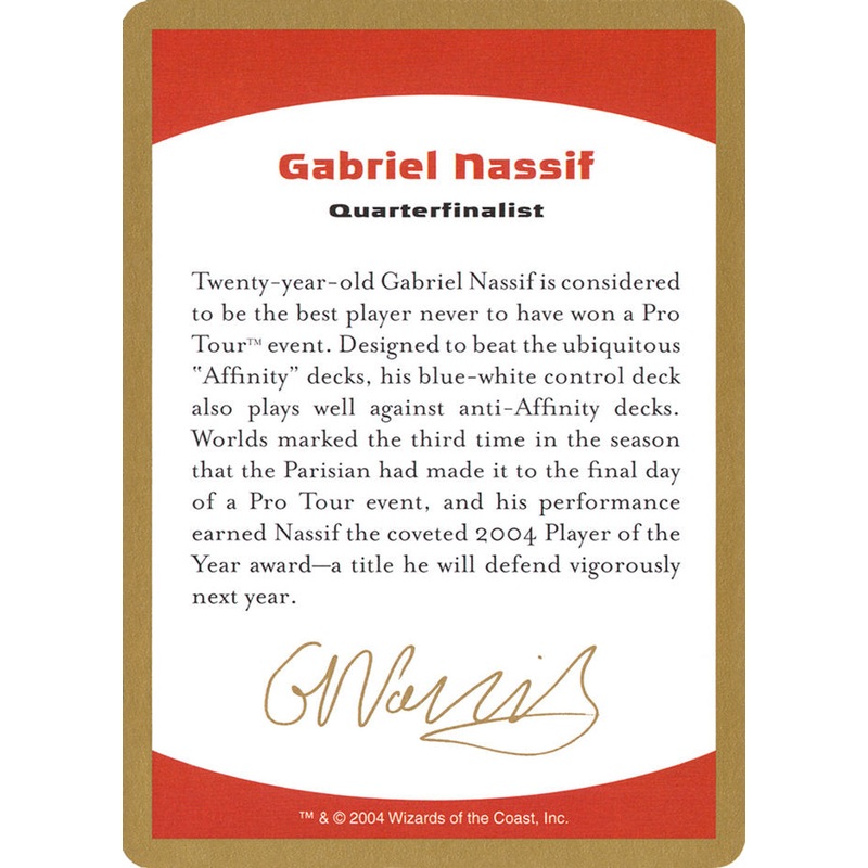 Gabriel Nassif Bio [World Championship Decks 2004]