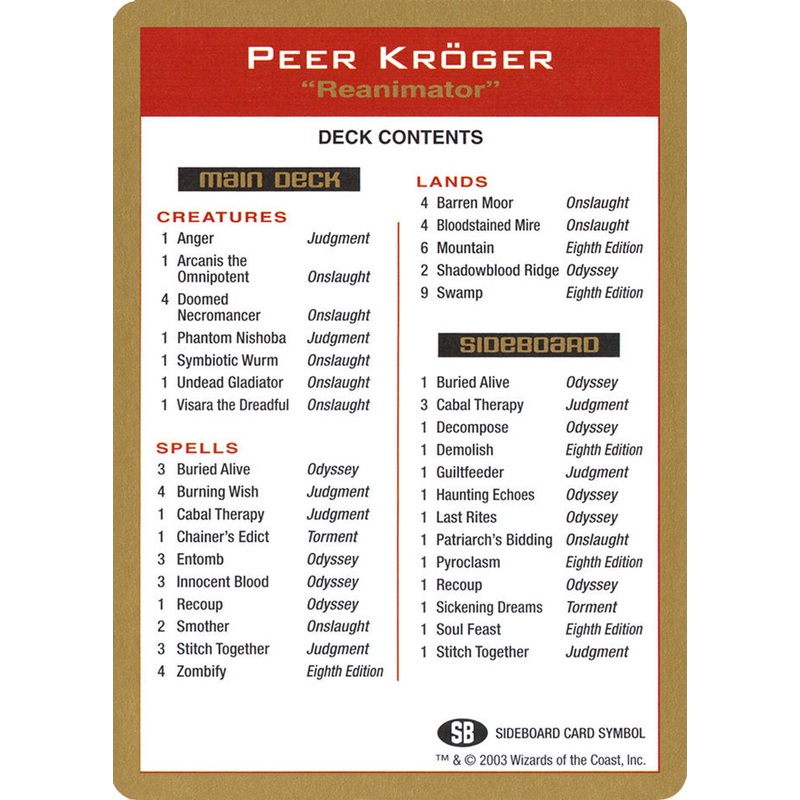 Peer Kroger Decklist [World Championship Decks 2003]