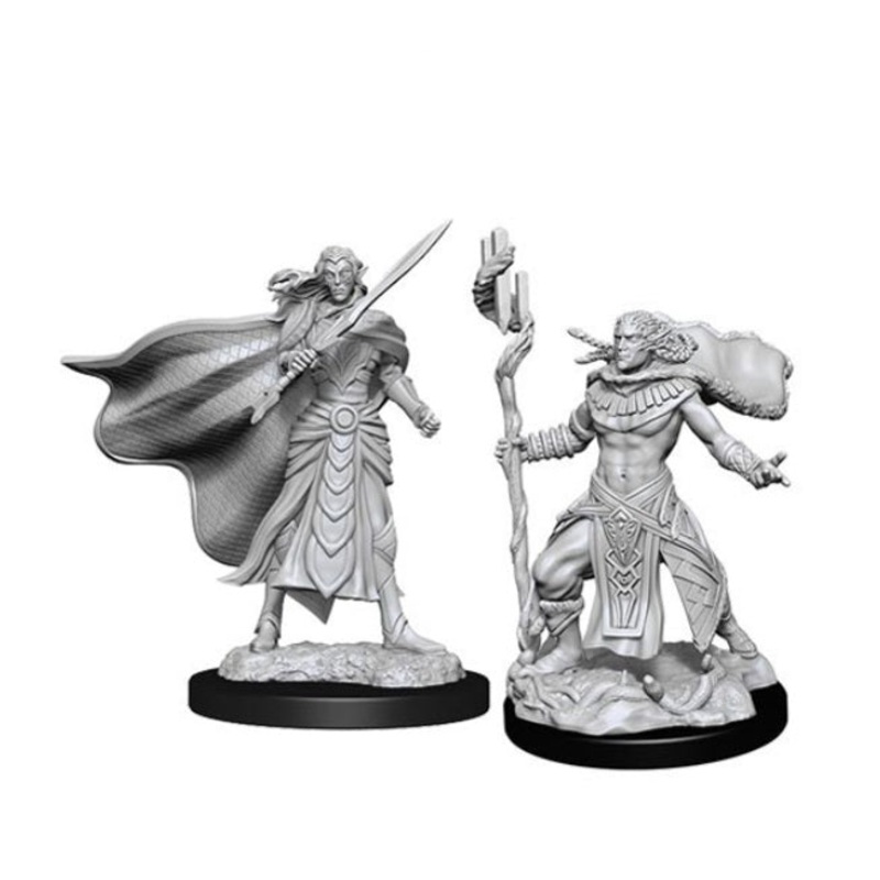 Magic the Gathering Unpainted Miniatures: Elf Fighter & Elf Cleric