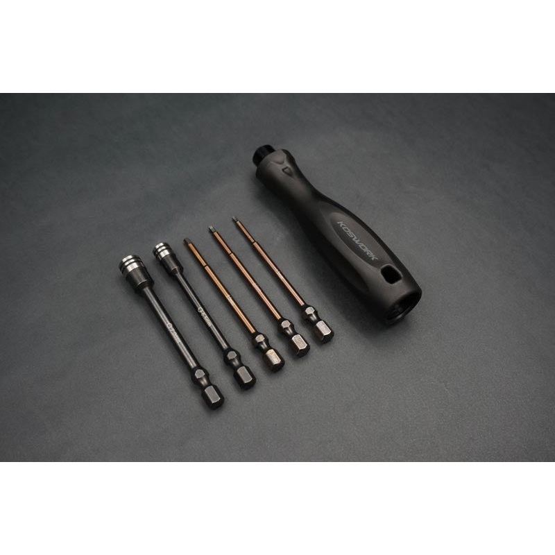 1/4" Drive Hex Wrench Nut Driver Set (1.5, 2.0, 2.5mm Hex & 5.5, 7mm Nut Driver) by Koswork