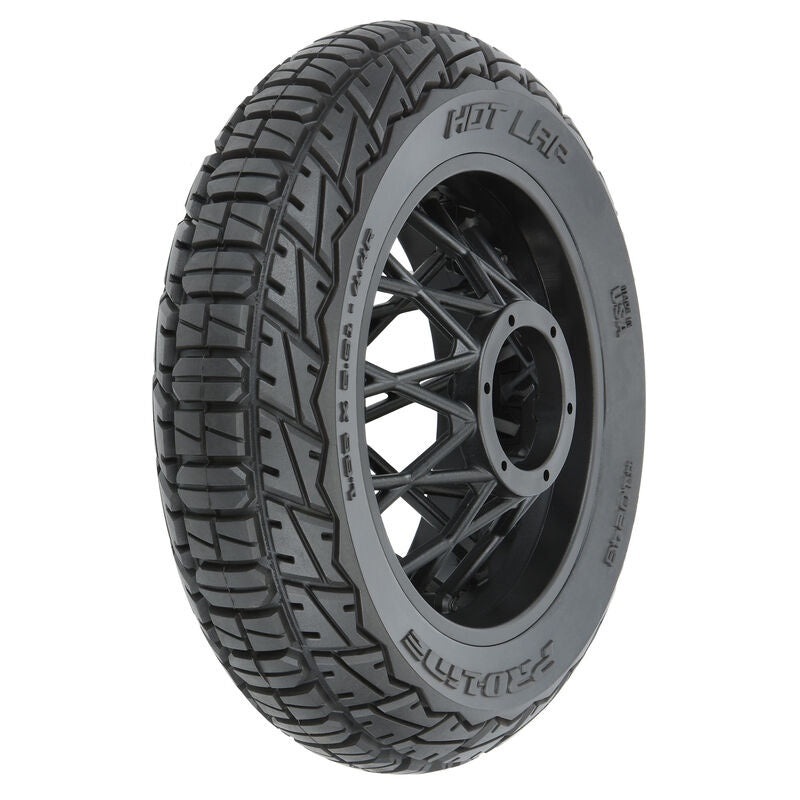 Proline 1/4 Hot Lap S3 Motorcycle Rear Tire Mounted on Black Supermoto Wheel for Promoto-MX Rear