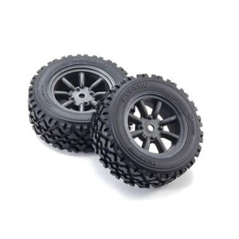 Kyosho 1:10 Glued Vintage Rally Tyre (8-Spoke Watanabe Wheel/Black Metallic (2pcs)