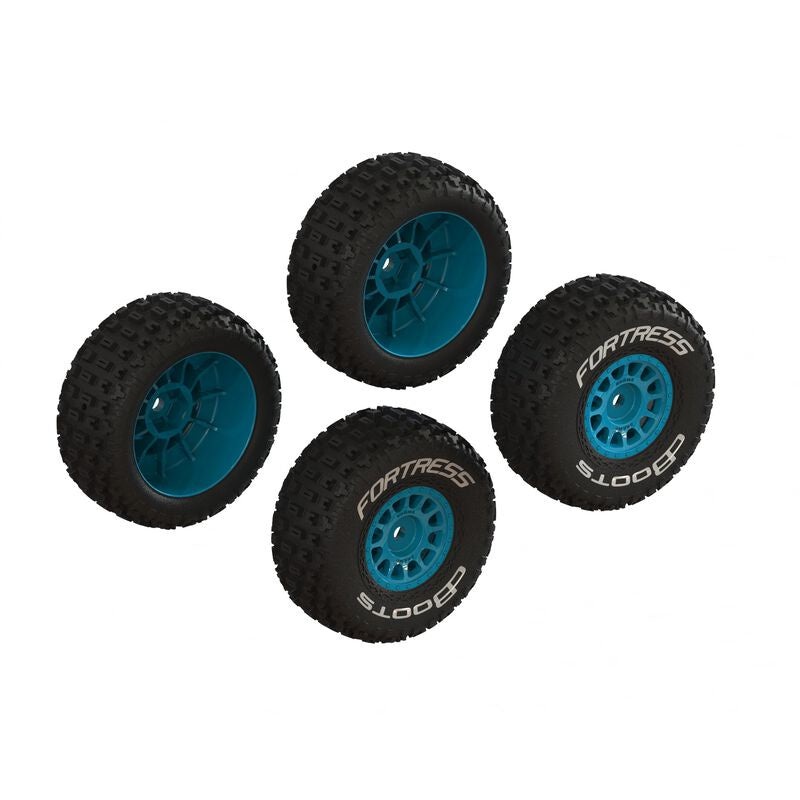 Arrma 1/16 dBoots Fortress Tire Set Glued Blue (2 Pairs) for Mojave Grom