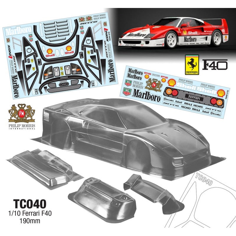 Team C 1/10 Ferrari F40, 190mm Marlboro Decal Sheet