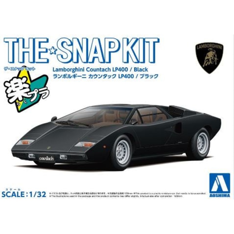 Aoshima 1:32 Lamborghini Countach LP400 Black Snap Kit