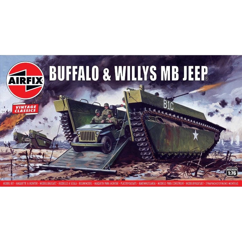 Airfix Vintage Classics 1:76 Buffalo Tank & Willys MB Jeep
