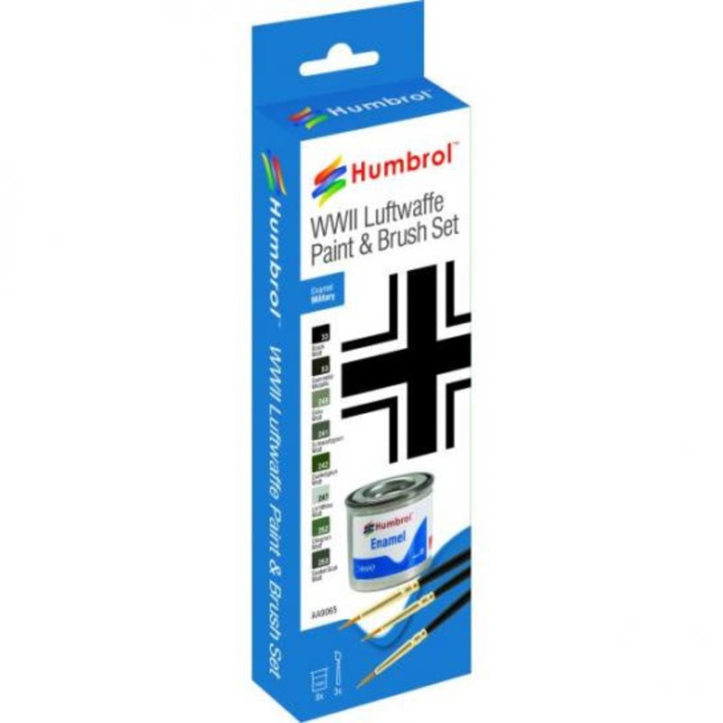 Humbrol Enamel Luftwaffe WWII Paint & Brush Set