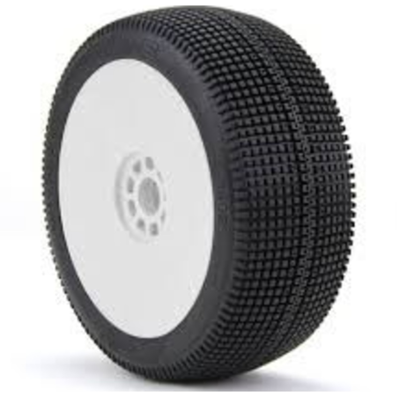 AKA 1:8 Buggy ZIPPS Super Soft EVO Wheels Pre-Mounted White (2 pcs)