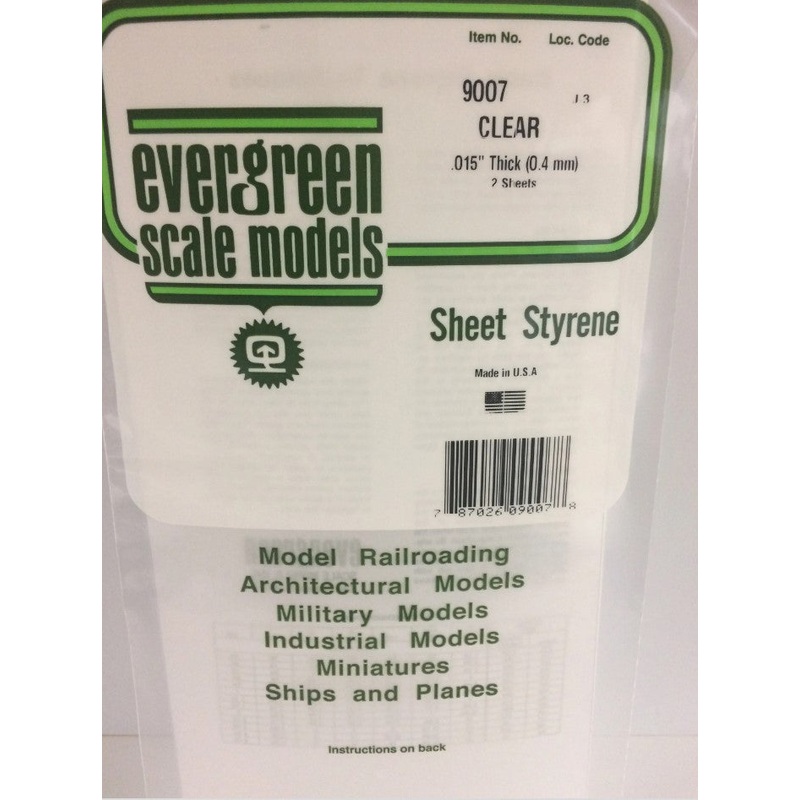 Evergreen Clear Styrene sheet .015" x2