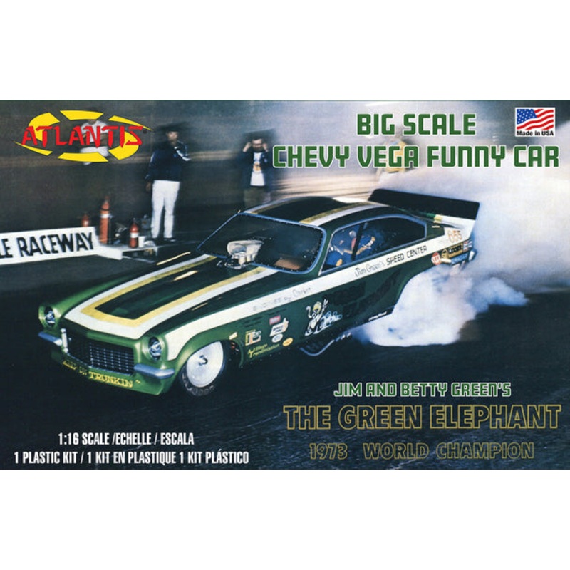 ATLANTIS H1494 Green Elephant Chevy Vega Funny Car 1/16 Plastic Model Kit
