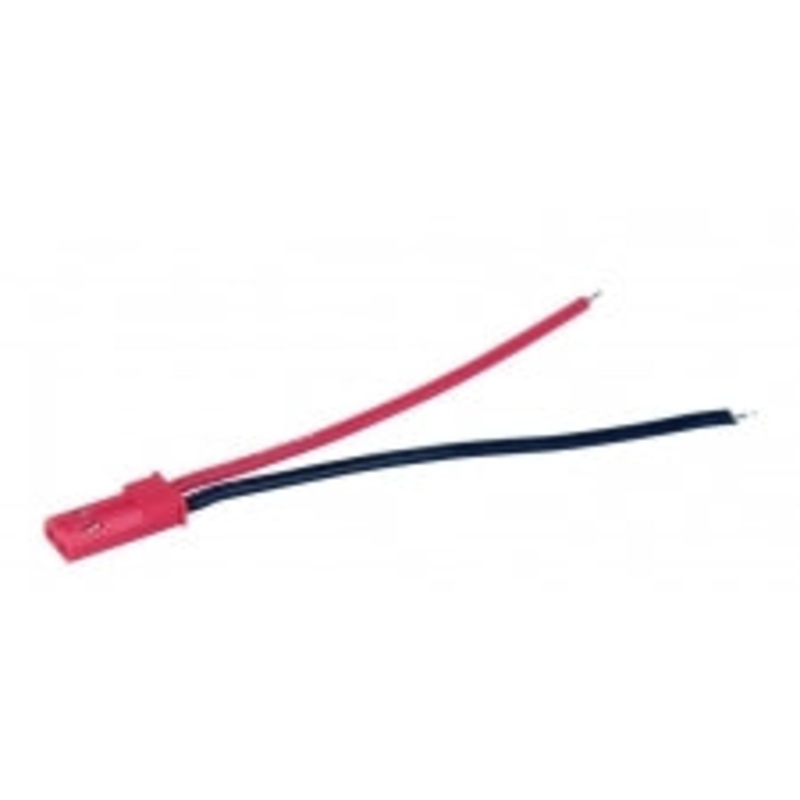 COMMON SENSE RC JST-F JST female (battery-side) connector comes with 2.5" - 22 AWG wire leads.