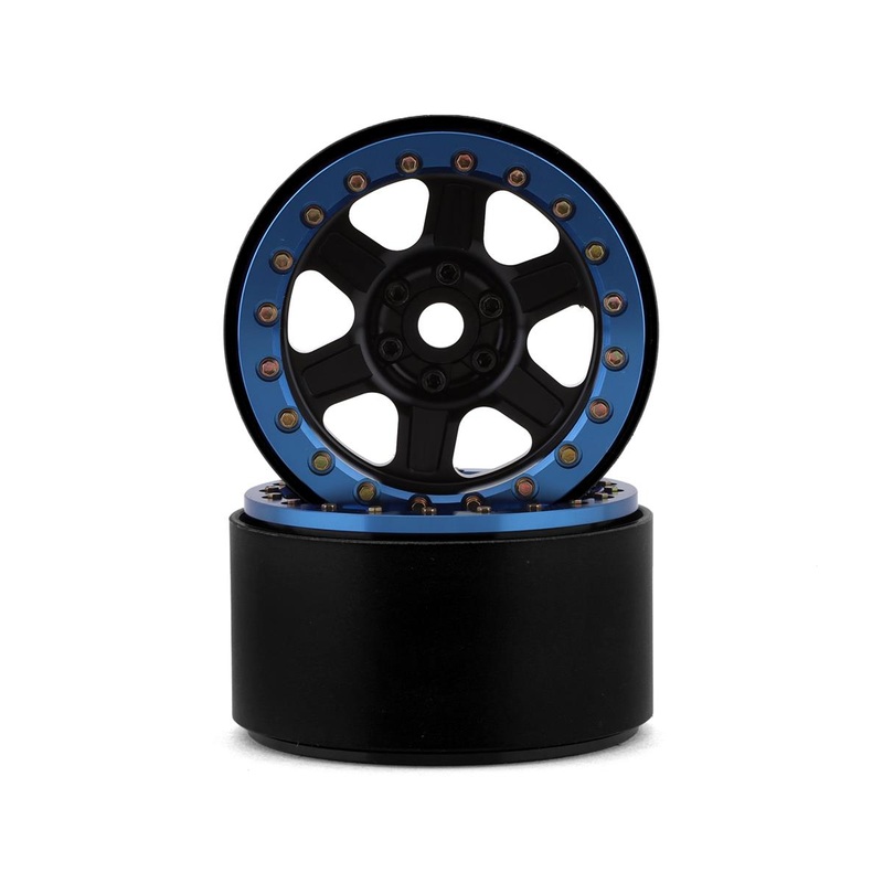 SSD SSD00431 Challenger 2.2" Beadlock Crawler Wheels (Black/Blue) (2)