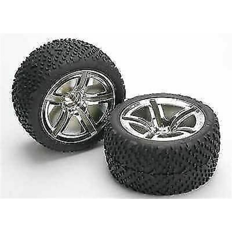 TRAXXAS 5573 Tires & wheels, Assembled, Glued Twin-Spoke Wheels, Victory Tires, Foam Inserts nitro rear (2)
