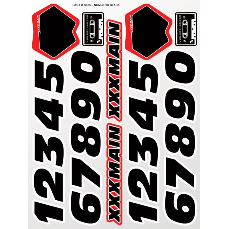 XXX MAIN S035 Numbers Black Sticker Sheet