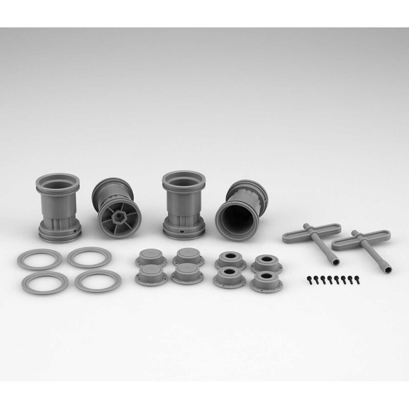 JCONCEPTS 3442G 1/24 Tribute Monster Truck Wheel with Accessories, Gray (4)