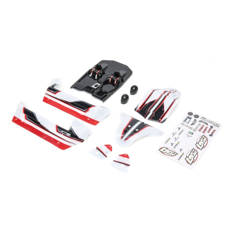 LOSI LOS210011 Lexan Body Set, White/Red: Mini 8IGHT-DB
