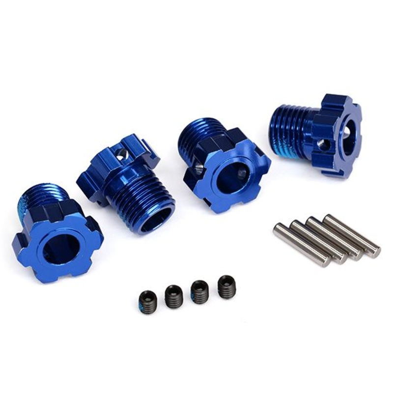 TRAXXAS 8654 Wheel hubs splined 17mm blue anodized (4) 4x5 GS (4) 3x14mm pin (4)