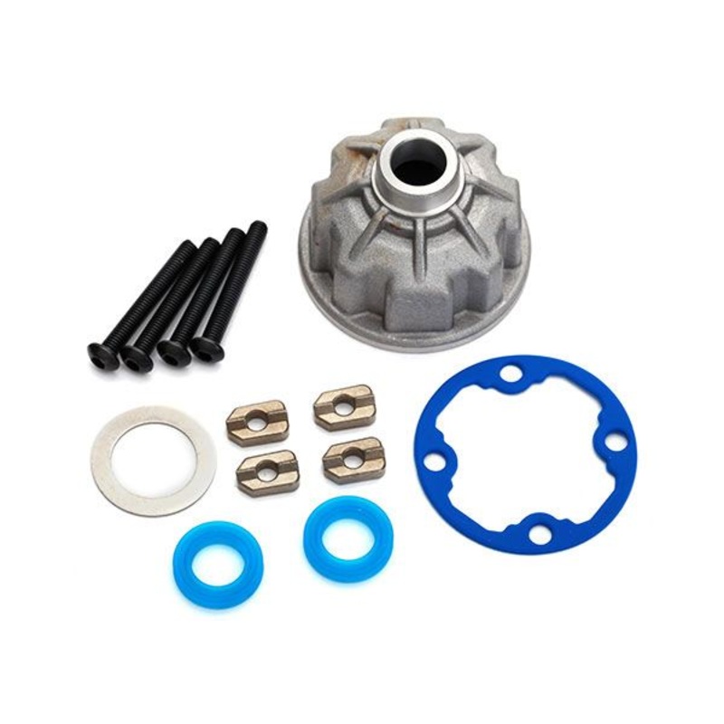 TRAXXAS 8681X Carrier, differential (aluminum)/ x-ring gaskets (2)/ ring gear gasket/ spacers (4)/ 12.2x18x0.5 MW