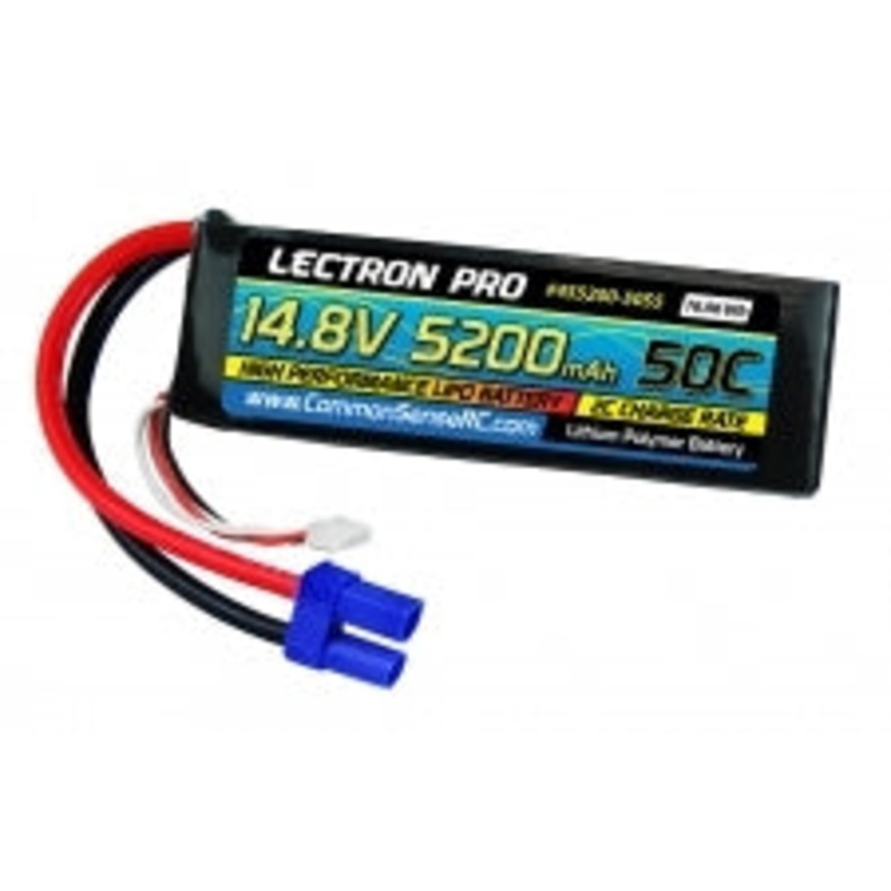 COMMON SENSE RC 4S5200-50S5 Lectron Pro 14.8V 5200mAh 50C Lipo Battery Soft Pack with EC5 Connector