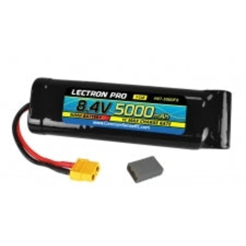 COMMON SENSE RC N7-5000FX Lectron Pro NiMH 8.4V (7-cell) 5000mAh Flat Pack with XT60 Connector + CSRC adapter for XT60 batteries to popular RC vehicles