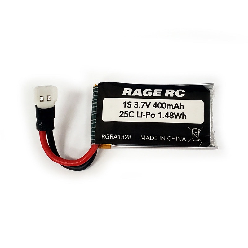 RAGE RC RGRA1328 3.7V 400mAh 25C LiPo Battery; Micro Warbirds, Tempest 600, Super Cub MX, Super Cub MX4