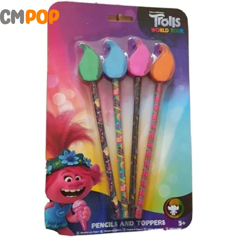 DreamWorks Trolls World Tour: Pencils & Toppers 4-Pack