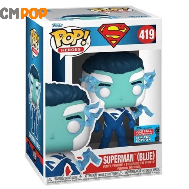 Superman (Blue) - #419 - Funko Pop! - Superman - 8.5/10 condition - 2021 NYCC Exclusive