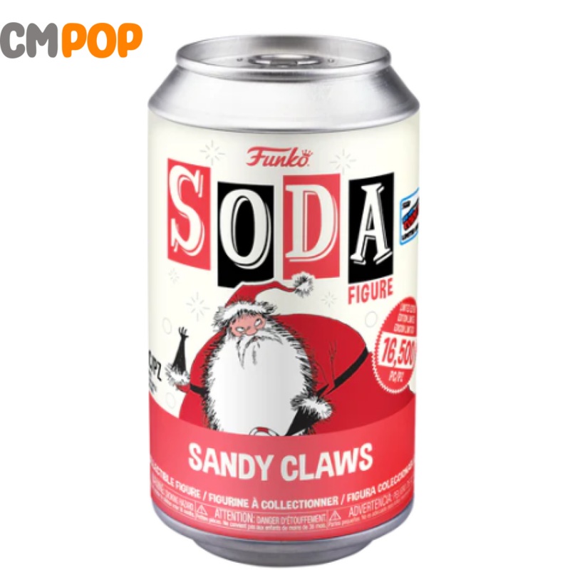 Sandy Claws - Funko Vinyl Soda - 16,500 Pieces - Nightmare Before Christmas - Chance Of Chase - NYCC 2023 Stickered Con Exclusive