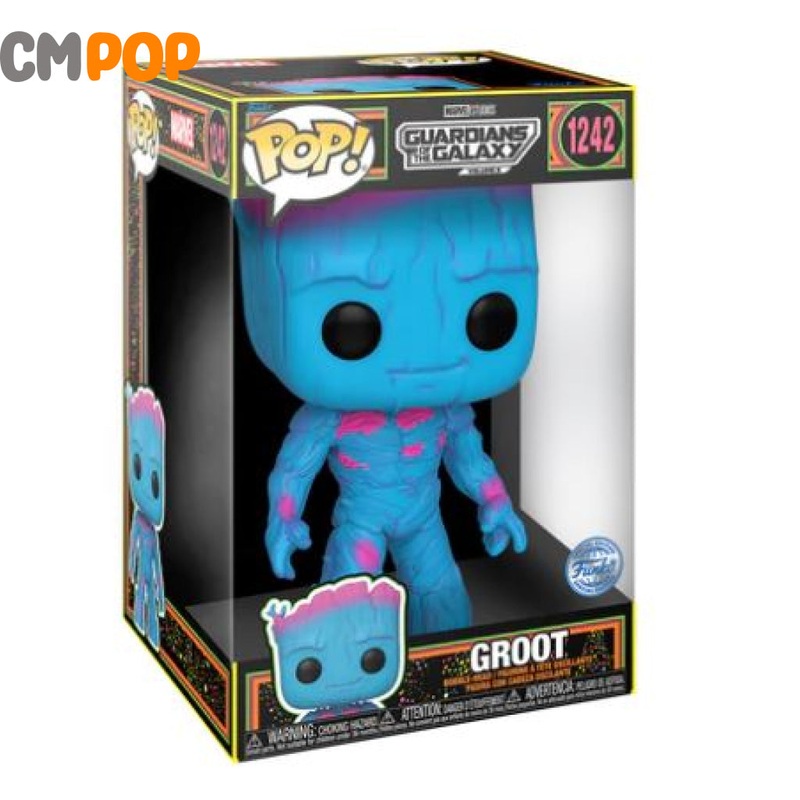Groot 10 Inch Black Light - #1242 - Funko Pop! - Marvel Guardians Of The Galaxy - Special Edition Exclusive - Jumbo