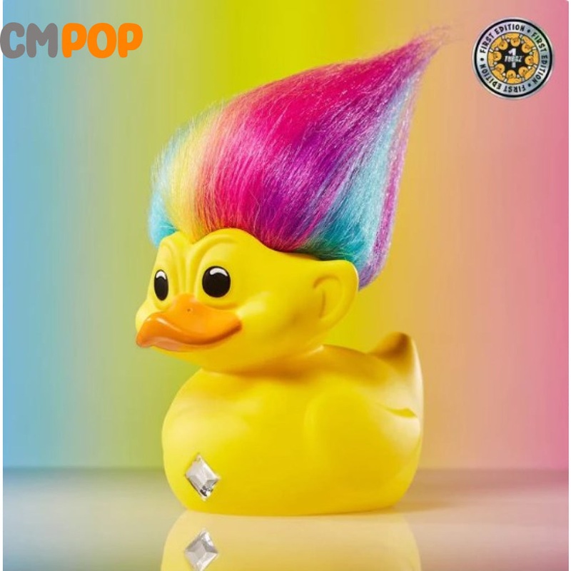 Official Trolls Rainbow Troll (Yellow with Rainbow Hair) - TUBBZ Cosplaying Duck Collectable