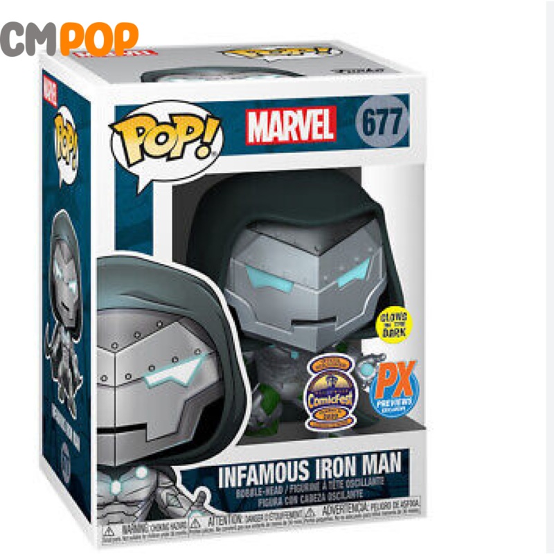 Infamous Iron Man - #677- Funko Pop! - Marvel - GITD - Halloween ComicFest 2020 - PX Previews Exclusive