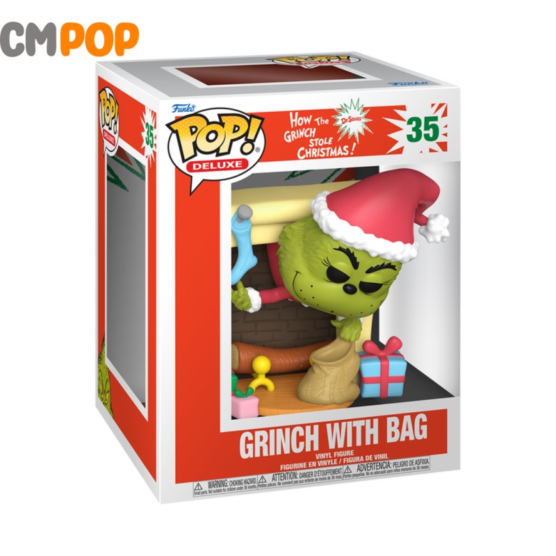 Grinch with Bag - #35 - Funko Pop! - Funko Pop Deluxe - How the Grinch Stole Christmas - Dr Seuss - Books