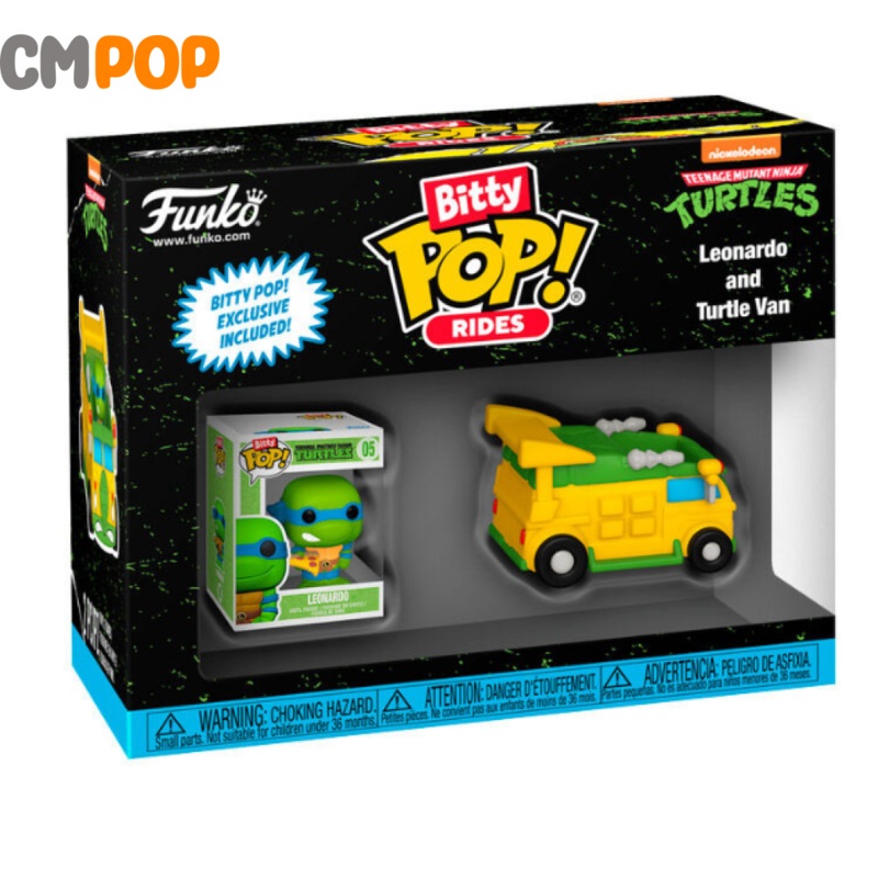 Leonardo And Turtle Van  -  Bitty Funko Pop! - TMNT - Bitty Pop Ride