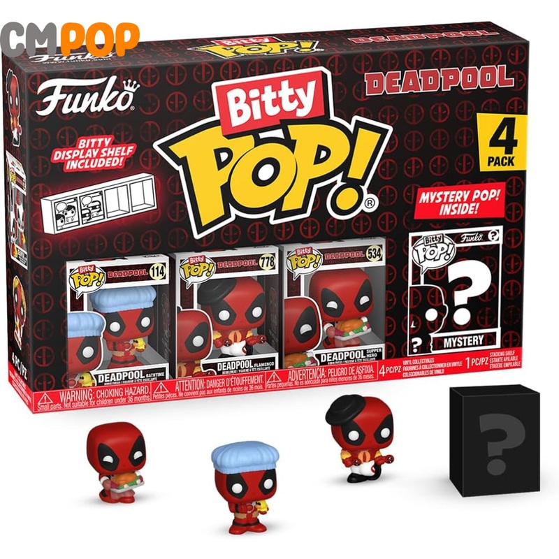 Deadpool- Bathtime 4 Pack -  Bitty Funko Pop! - Marvel - Mystery Pop