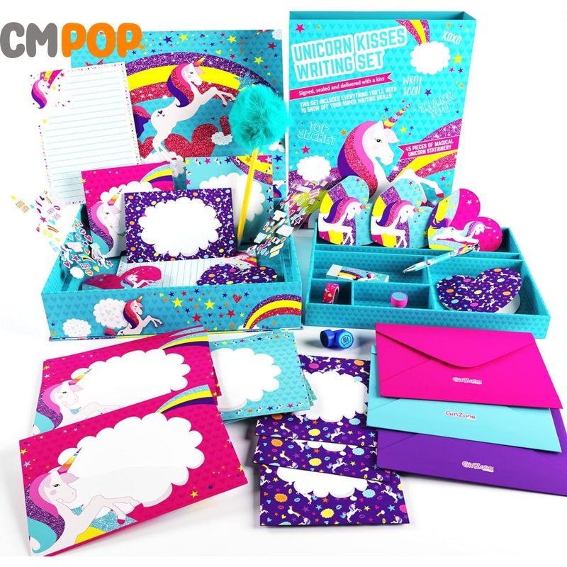 GirlZone - Unicorn Kisses Letter Writing Set - 45-Piece of Magical Stationery Set