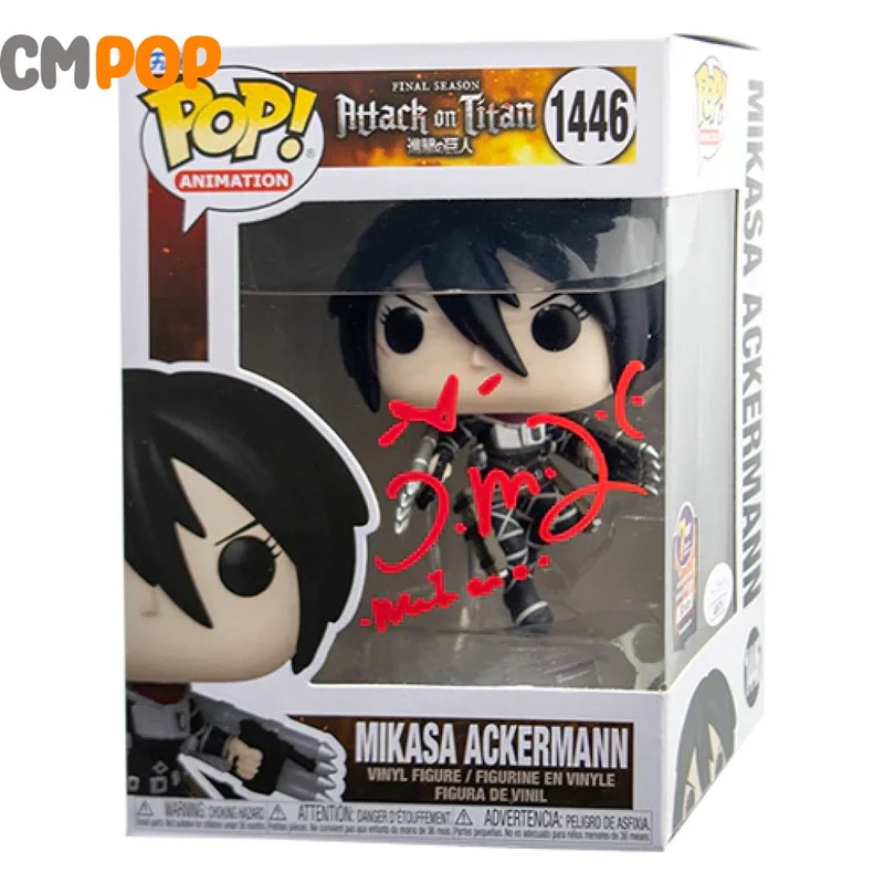 Mikasa Ackerman - #1446 - Funko Pop! - Animation - Attack on Titan - Signed by Trina Nishimura ( pcs) - Certified Pop!